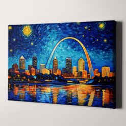 St Louis Skyline as Van Gogh Starry Night