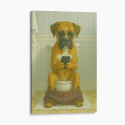 Boxer On The Phone On The Toilet