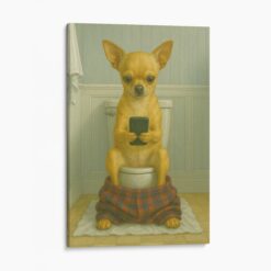 Chihuahua On The Phone On The Toilet
