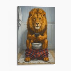 Lion On The Phone On The Toilet
