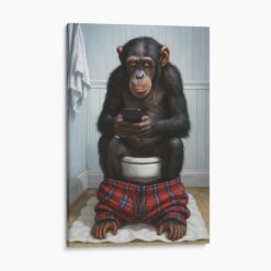 Monkey On The Phone On The Toilet