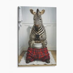 Zebra On The Phone On The Toilet