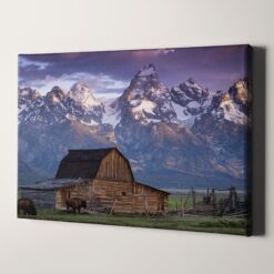 Old Barn With Mountains In Grand Teton National Park
